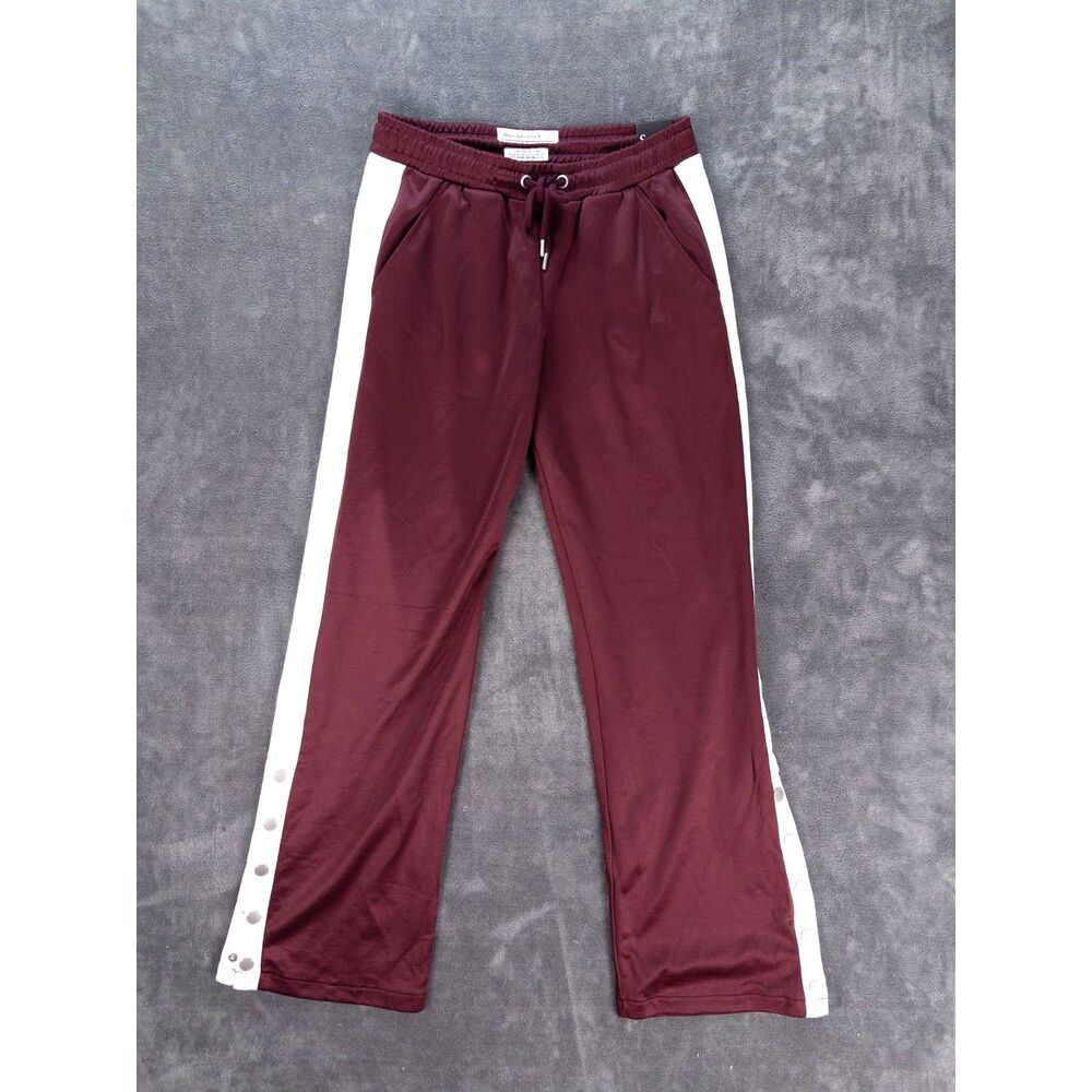 Abercrombie & Fitch Jogger Sweatpants Small Burgundy Snap Side Track Pants NWT